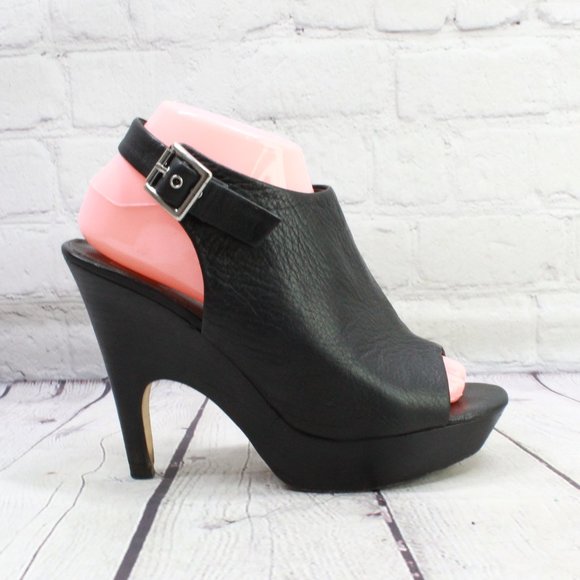 Dolce Vita Black Leather Peep Toe Ankle Strap High Heel Booties Size US 8 - Picture 2 of 9